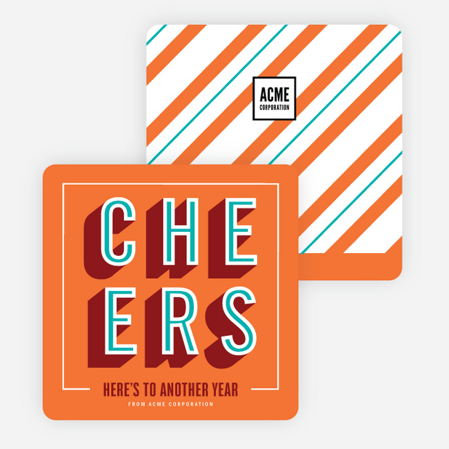 Cheers Recognition Corporate Holiday Cards - Orange