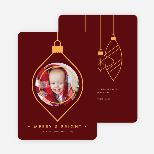 Photo Ornaments Christmas Cards - Red