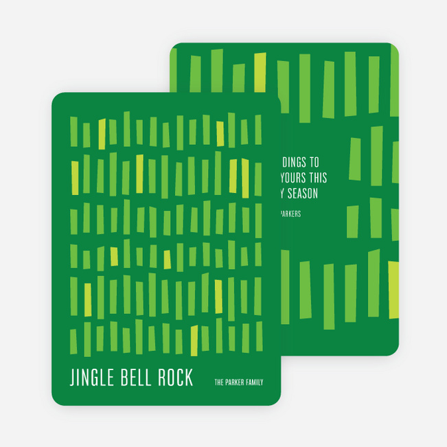 Staggered Lines Holiday Cards - Green