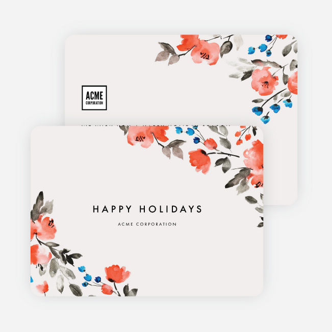Floral Elegance Corporate Holiday Cards - Multi