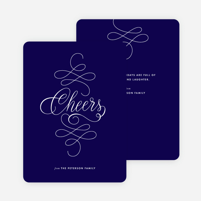 Flowing Words Holiday Cards - Blue