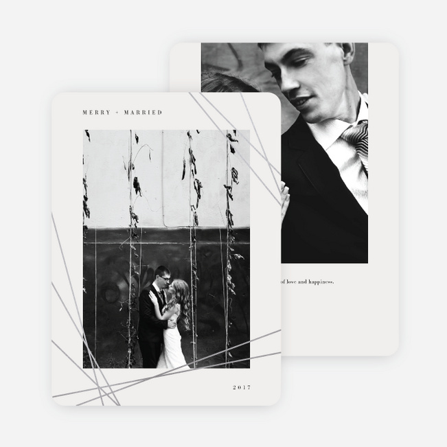 Foil Asymmetrical Frame Holiday Cards - Gray