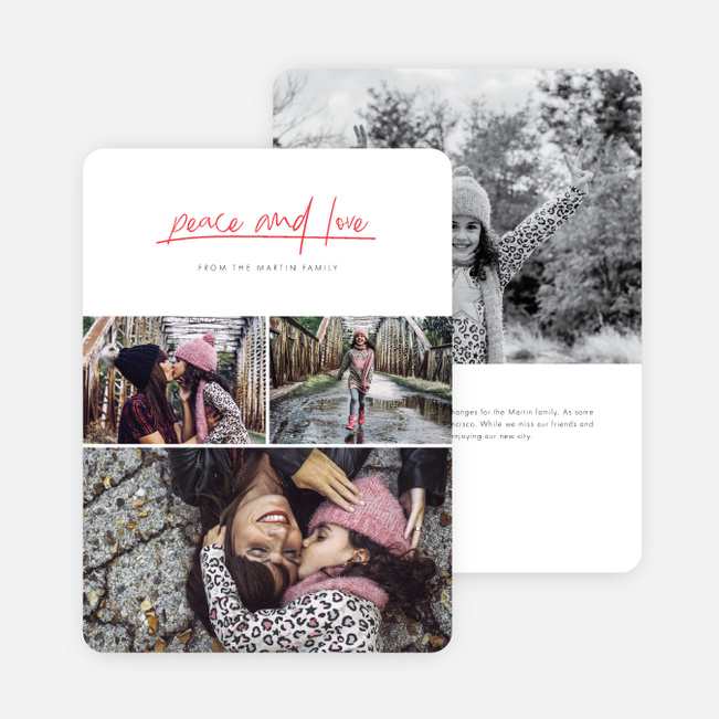 Peace & Love Holiday Cards - Red