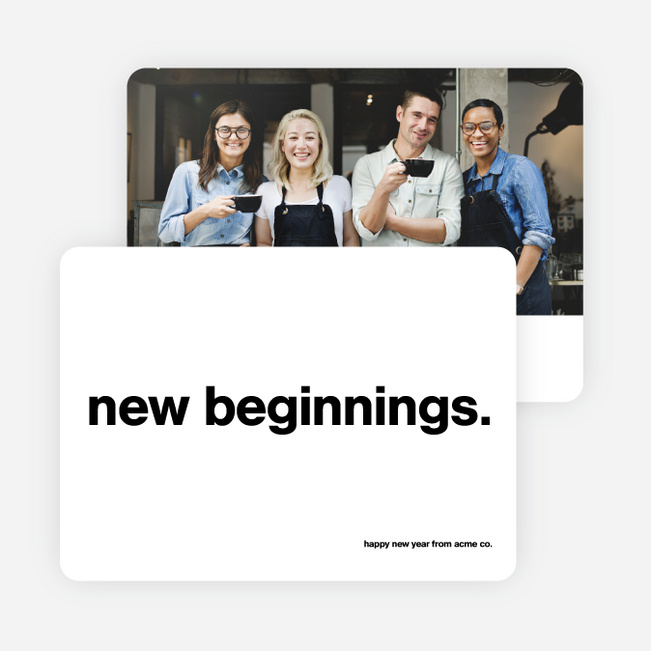New Beginnings Corporate Photo Holiday Cards - Black