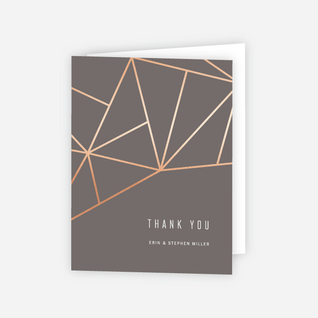 Foil Shining Facets Wedding Thank You Cards - Brown