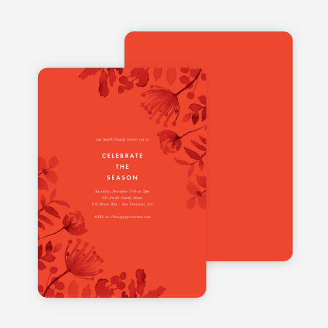 Simply Floral Holiday Cards - Red