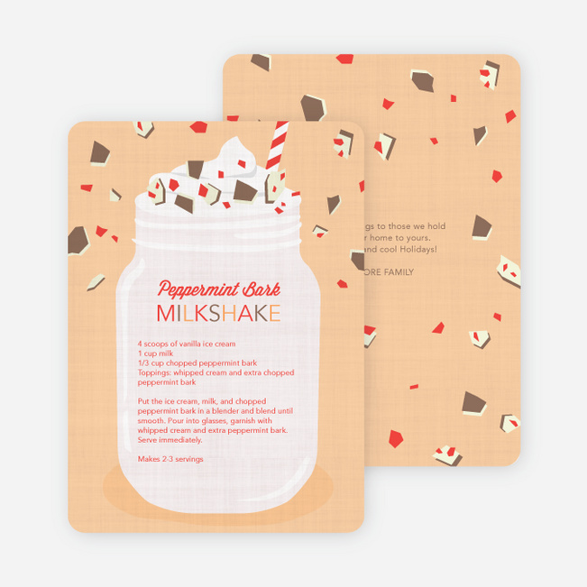 Peppermint Milkshake Recipe Holiday Cards - Orange