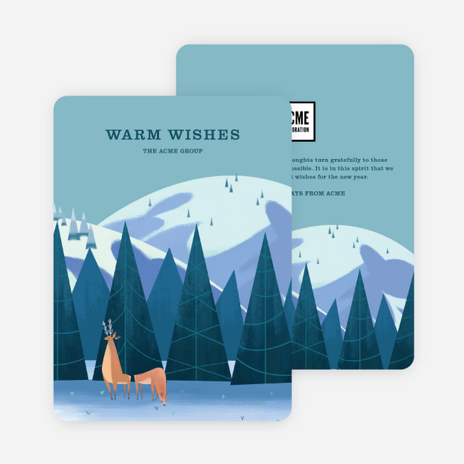 Wonderful Winter Corporate Holiday Cards - Blue