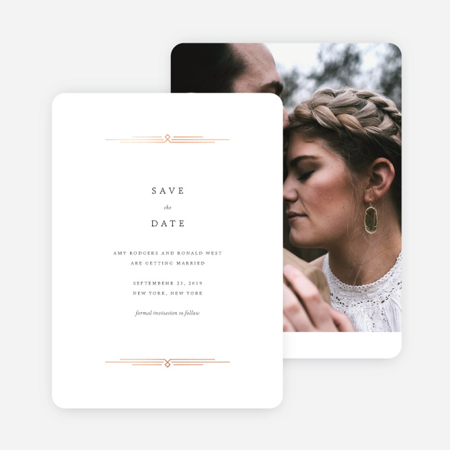 Foil Classically Stated Rustic Save the Date Cards - Blue