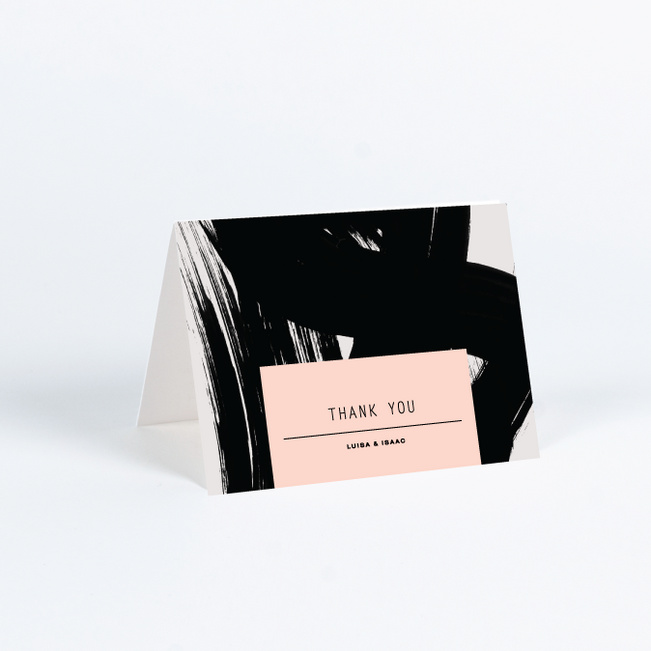 Bold Strokes Wedding Thank You Cards - Pink