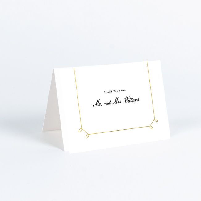 Foil Elegant Scroll Wedding Thank You Cards - Yellow