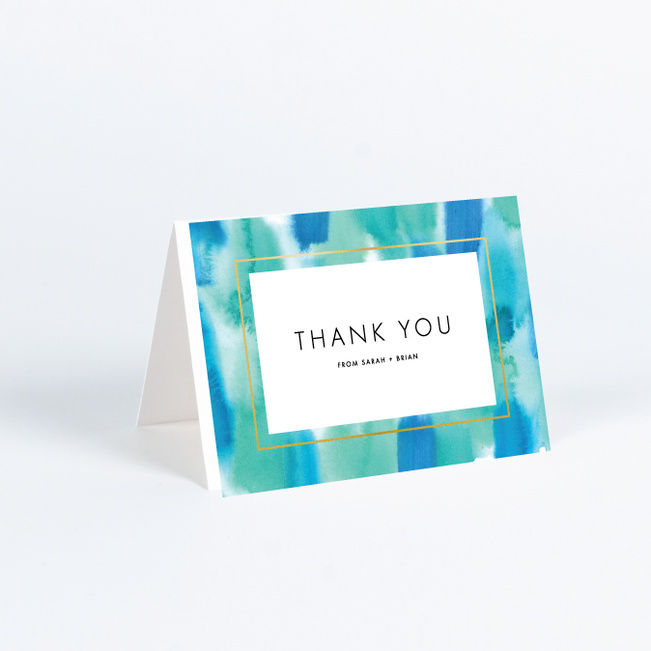Infused Watercolors Wedding Thank You Cards - Blue
