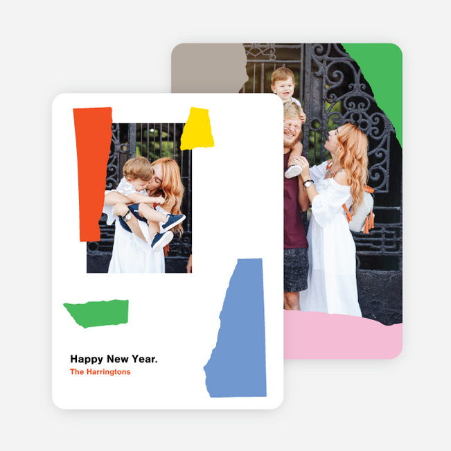 Colorful Paper Collage New Year Cards and Invitations - Multi