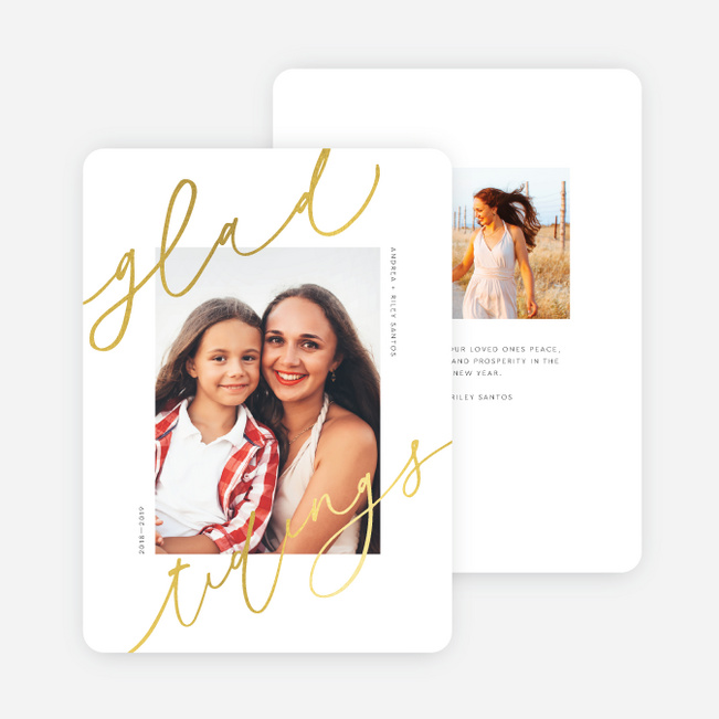 Foil Glad Tidings Christmas Cards - Yellow