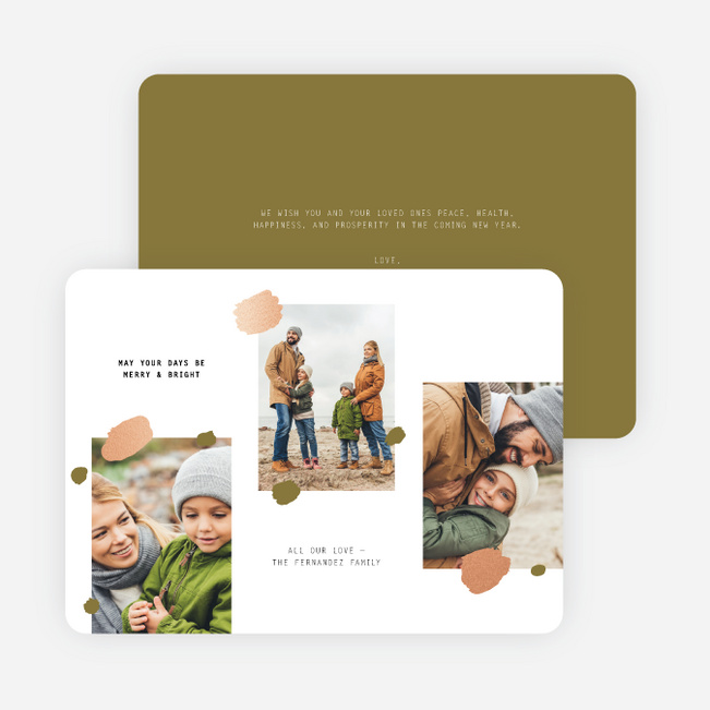 Sprinkled Wishes Multi Photo Holiday Cards - Green