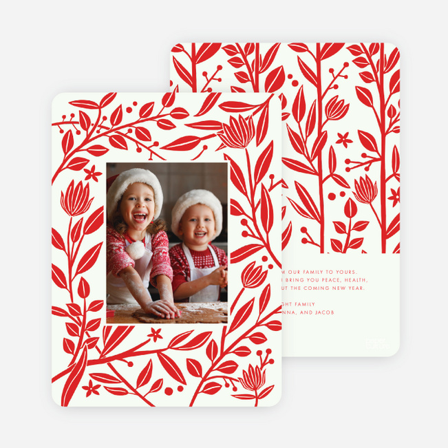 Festive Foliage Christmas Photo Cards & Holiday Photo Cards - Red