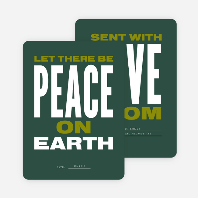 Peace Poster Multi Photo Holiday Cards - Green
