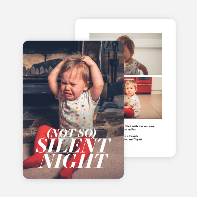 Not So Silent Multi Photo Holiday Cards - White