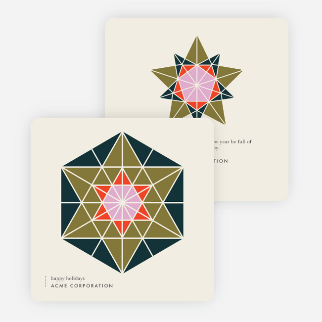 Color Block Star Business and Corporate Holiday Cards - Multi