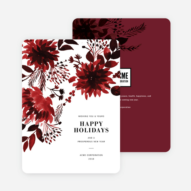 Festive Flora Business and Corporate Holiday Cards - Red