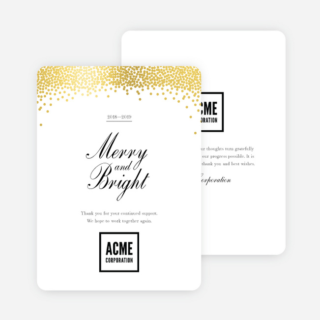 Foil Snow Header Business and Corporate Holiday Cards - Yellow