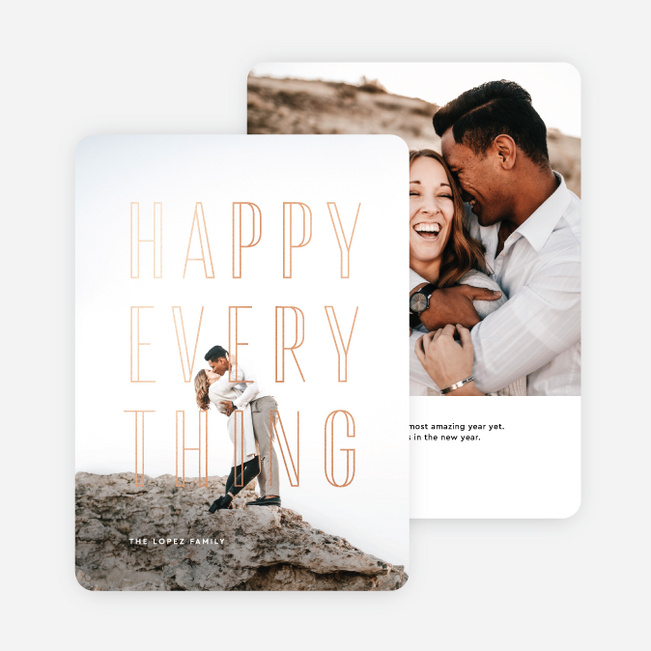 Happy Everything Stacked Multi Photo Holiday Cards - Pink