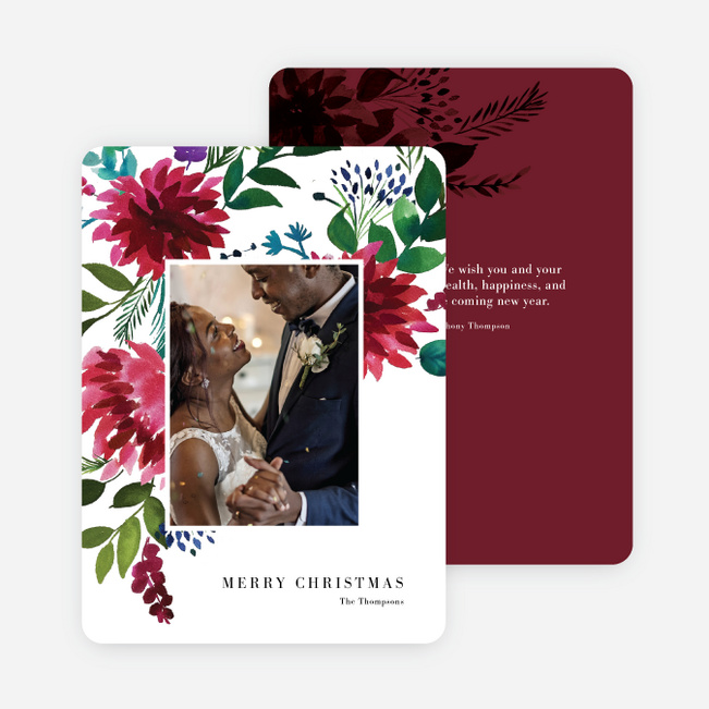 Winter Bloom Christmas Cards - Red