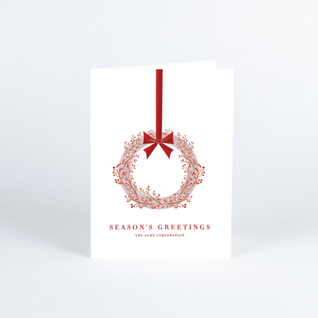 Boughs of Holly Business and Corporate Holiday Cards - Red