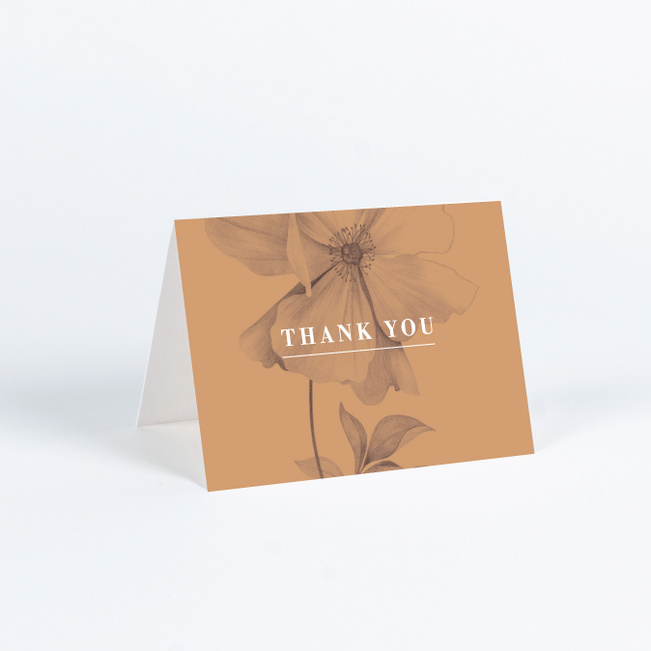 Artistic Flowers Wedding Thank You Cards - Brown