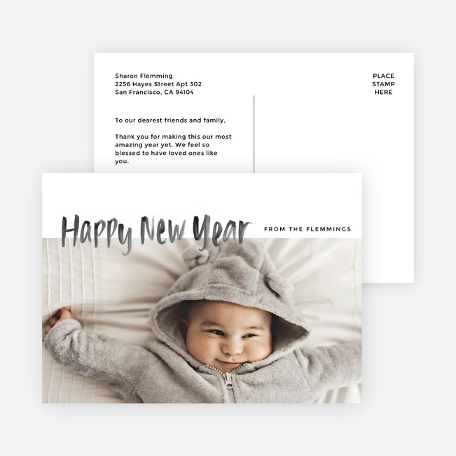 Photo First New Year Cards and Invitations - Black