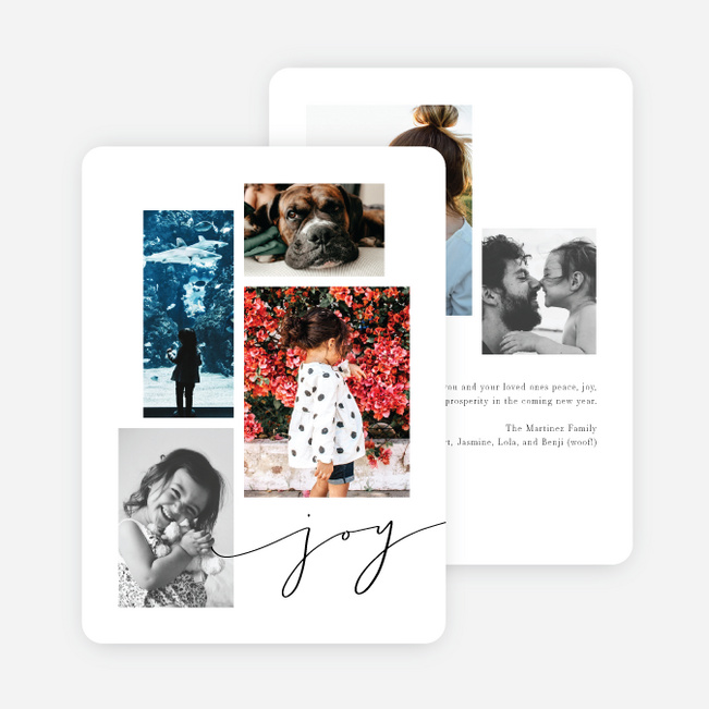 Festive Script Multi Photo Holiday Cards - Black