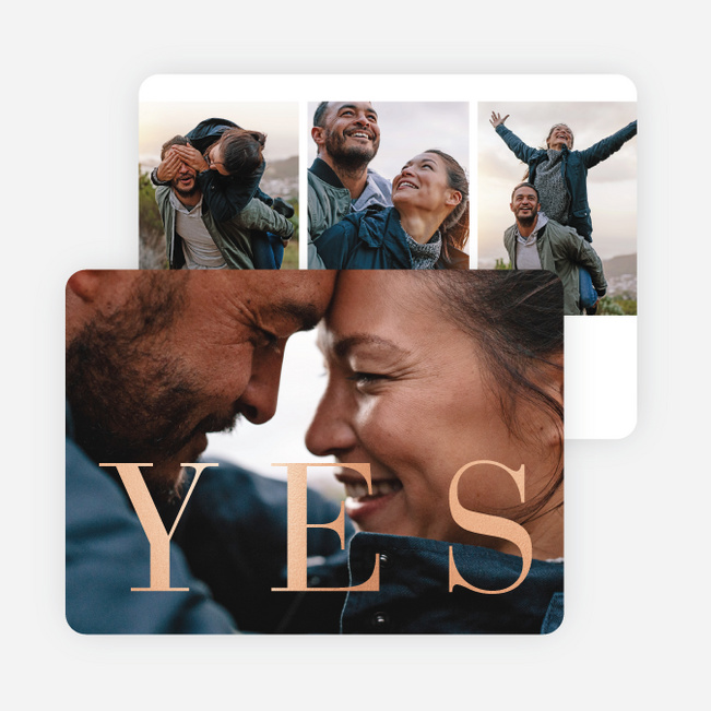 Foil Definitive Yes Save the Date Cards - Pink