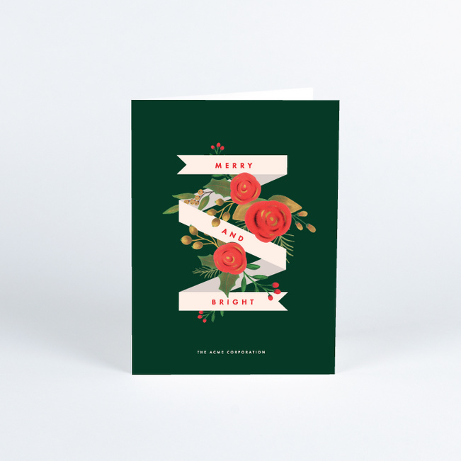 Classic Bouquet Corporate Holiday Cards - Green