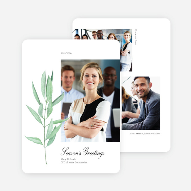 Leafy Bookmark Business and Corporate Holiday Cards - Black
