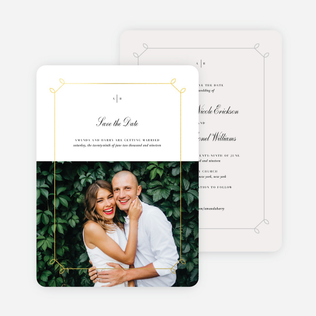 Foil Elegant Scroll Save the Date Cards - Yellow