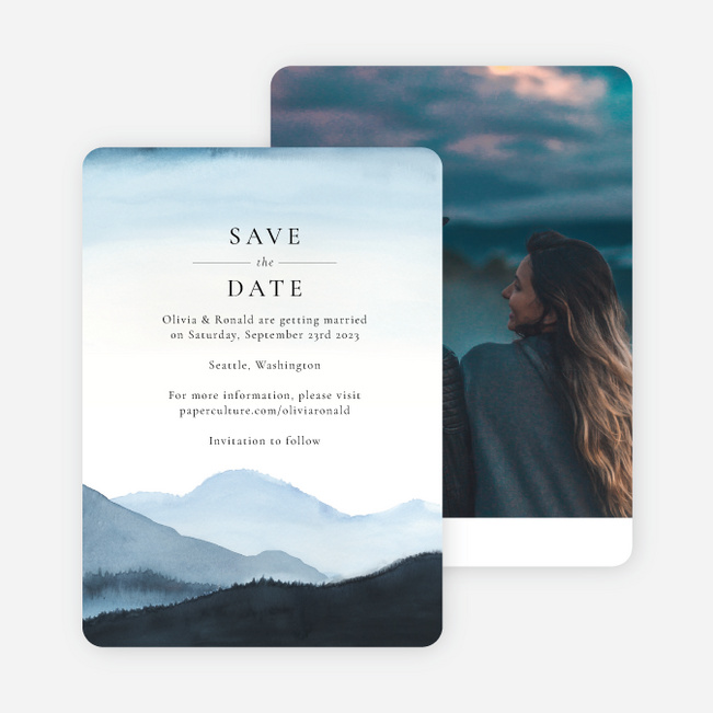 Serene Lakeside Save the Date Cards - Blue