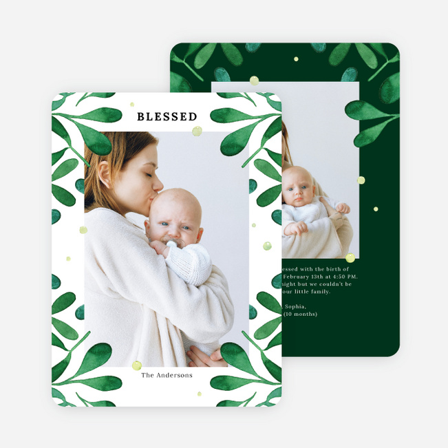 Mistletoe Frame Christmas Cards - Green