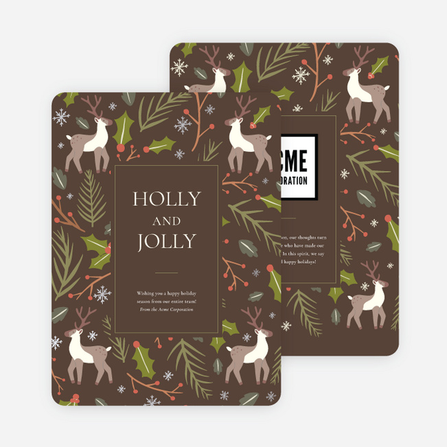 Foil Bountiful Reindeer Business and Corporate Holiday Cards - Gray