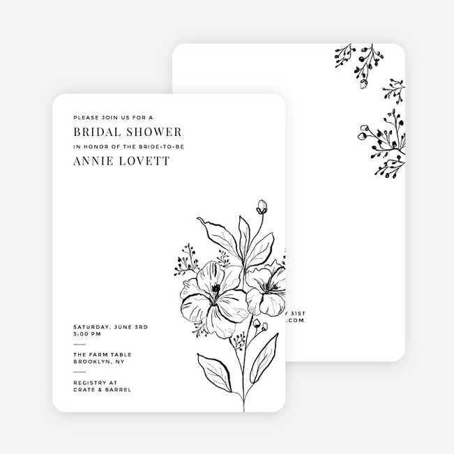 Floral Whimsy Bridal Shower Invitations - White