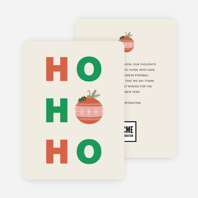Holly Ornament Corporate Holiday Cards & Corporate Christmas Cards - Beige