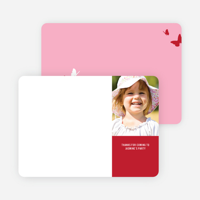 Thank You Card for Flying Butterfly Modern Birthday Invitation - Tomato Red