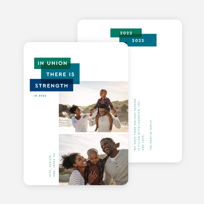 Unified Strength Multi Photo Holiday Cards - Blue