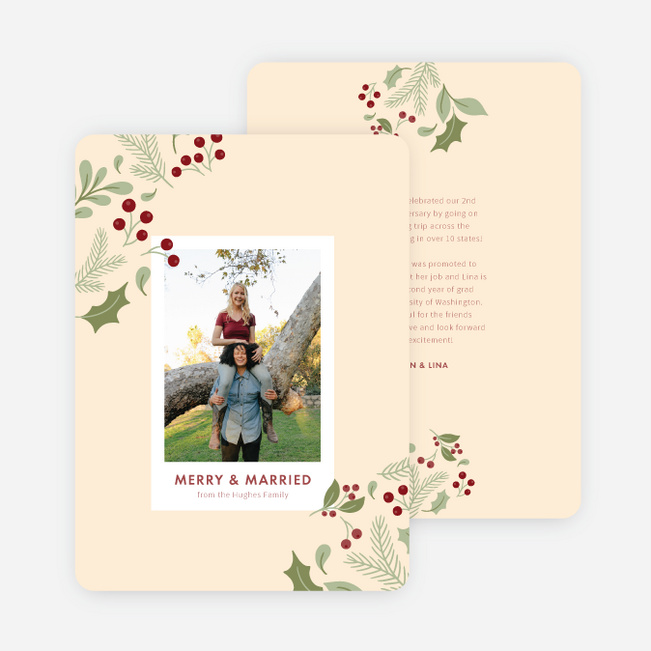 Holly Wreath Christmas Cards - Yellow