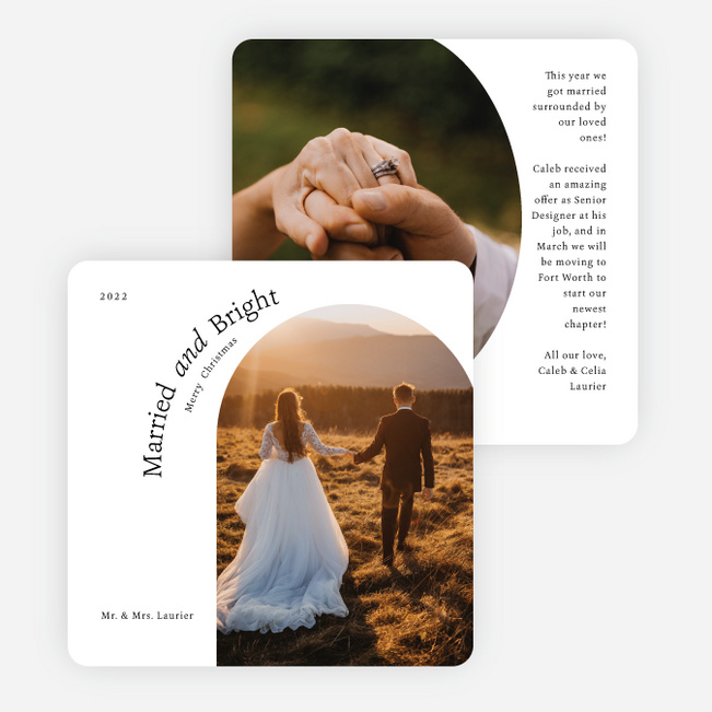 Married & Bright Arch Christmas Cards - White