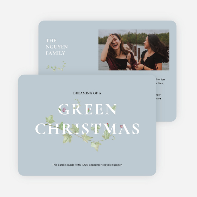 Natural Greens Christmas Cards - Blue