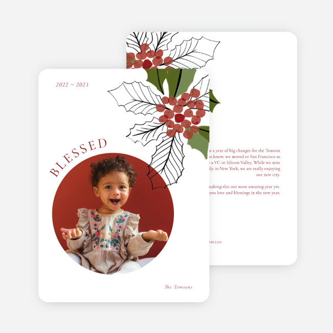 Joyful Poinsettia Christmas Cards - Red