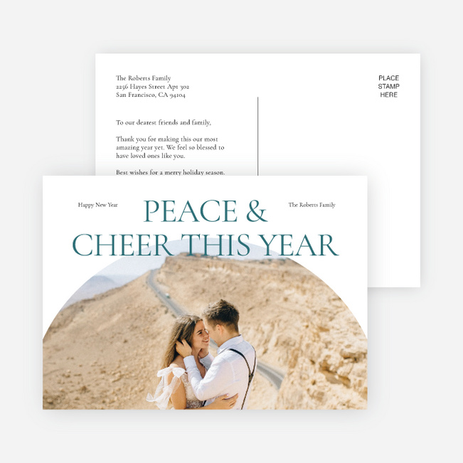 Peace & Cheer New Year Cards and Invitations - Blue