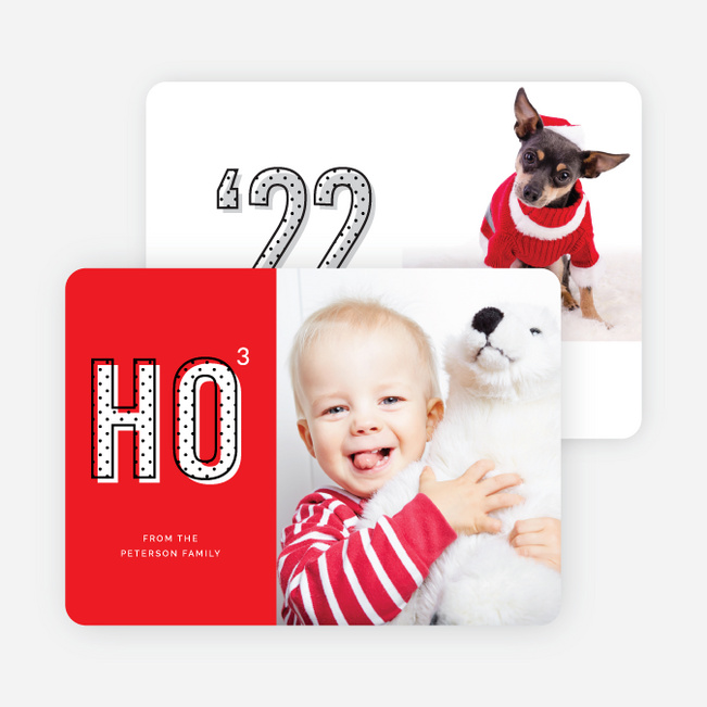 Ho Times Three Christmas Cards - Red