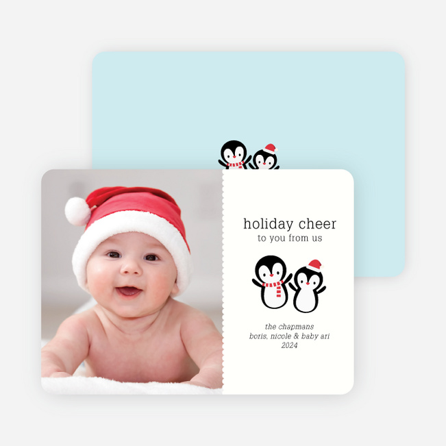 Baby Penguins Holiday Photo Cards - Ebony