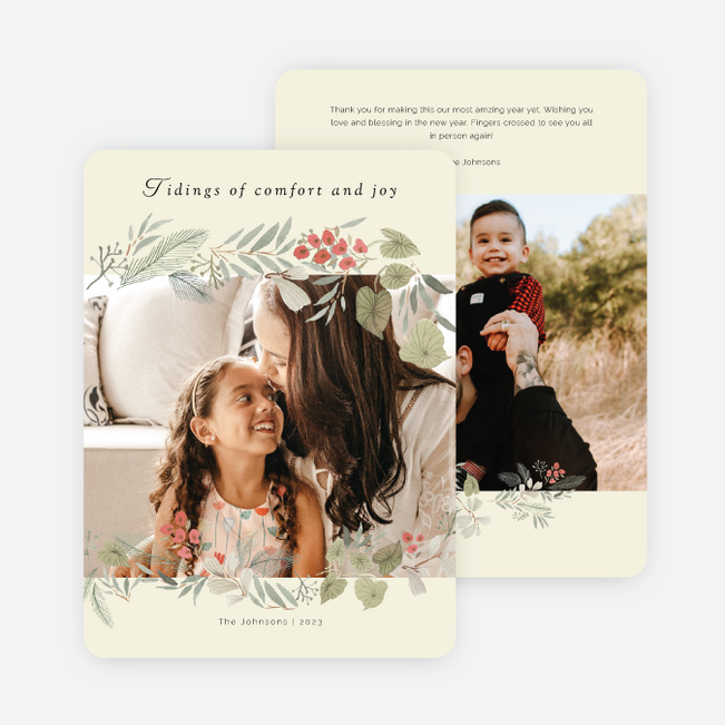 Naturally Framed Holiday Cards and Invitations - Beige